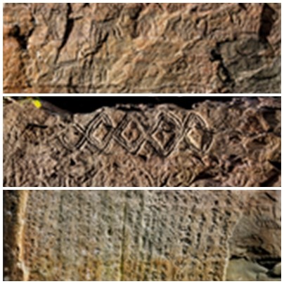 자주보는 사슴 한쌍(상), 추상 무늬(중), 원명.추명(하) 모습 [사진=울산광역시]